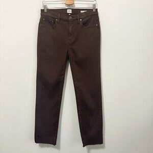 Edwin Bree Slim Straight Crop Jeans 29 Java Brown Raw‎ Hem 30x26 Designer Trendy